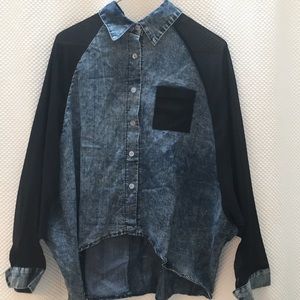 Jean top with shear sleeves
